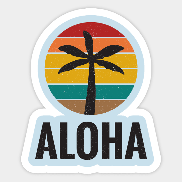 Aloha Palm Tree Sunset 70s Sticker by notami